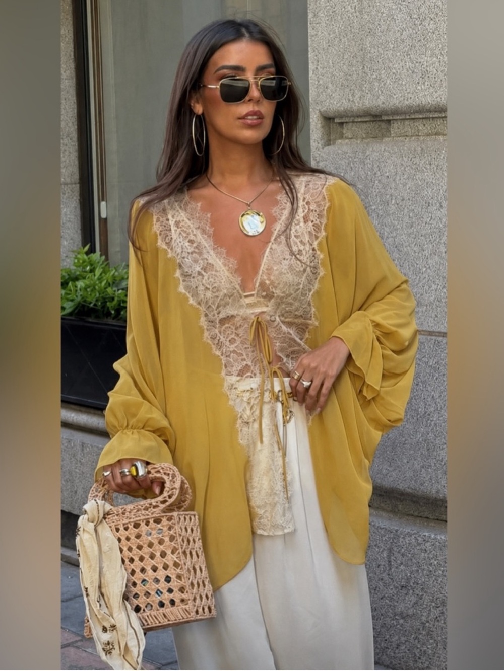 ZARA ZW COLLECTION COMBINATION LACE BLOUSE